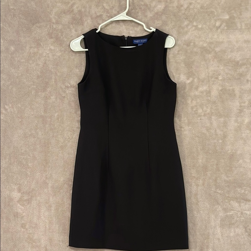 Karen Scott Black Sheath Cocktail Knee Length Women 6P Little Black Dress Formal